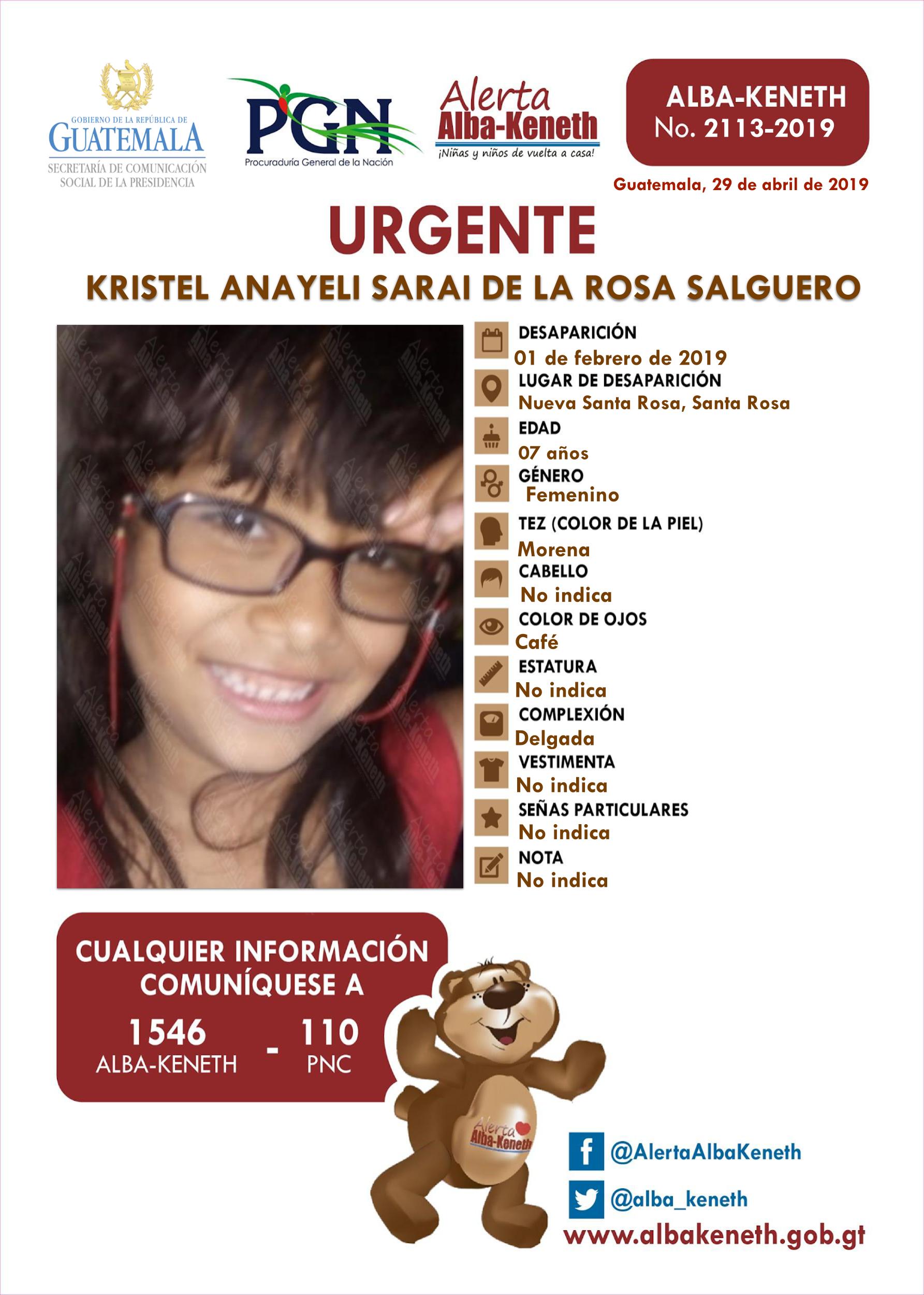 Kristel Anayeli Sarai de la Rosa Salguero