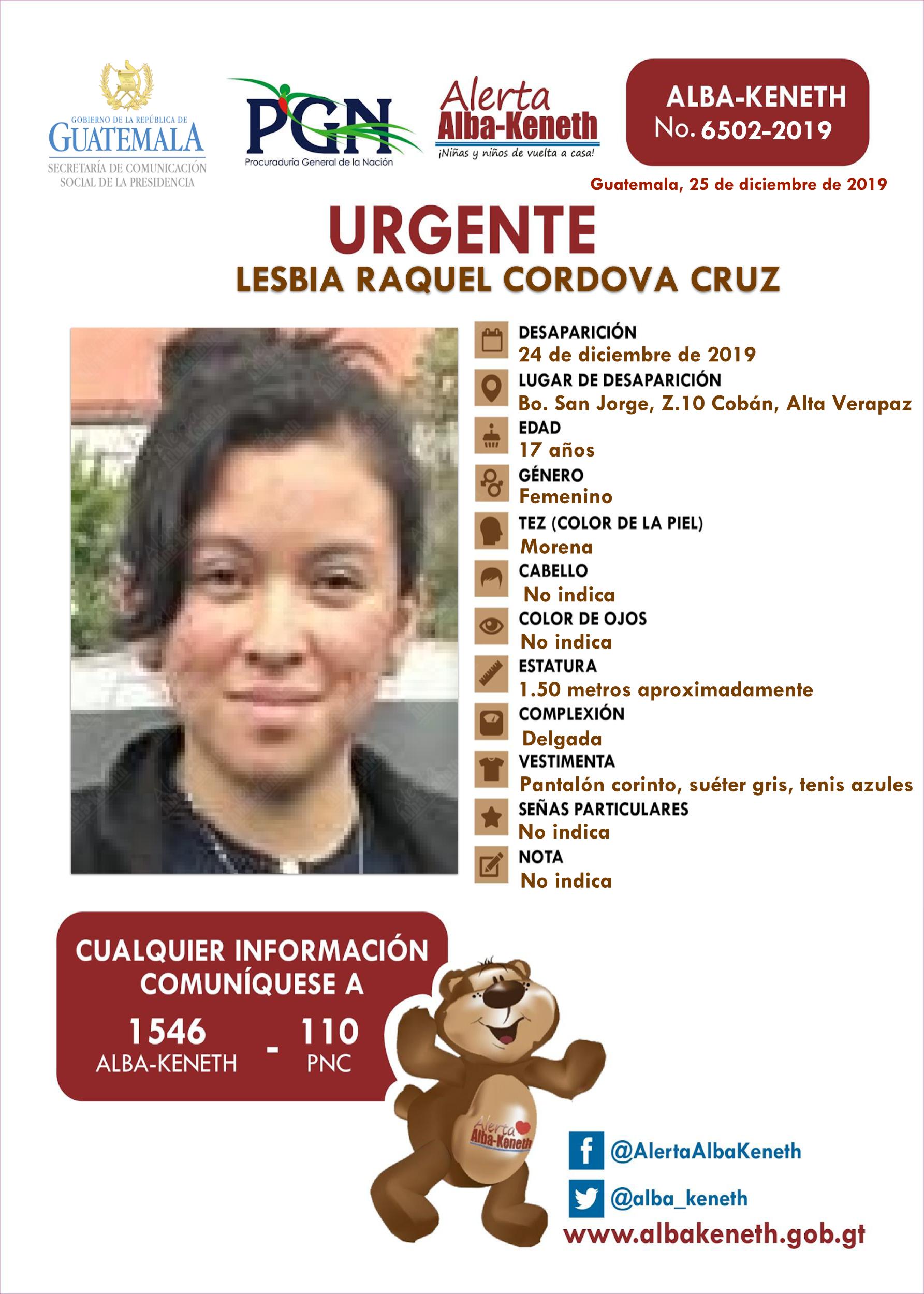 Lesbia Raquel Cordova Cruz